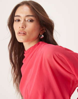 ASOS DESIGN high neck maxi dress in raspberry