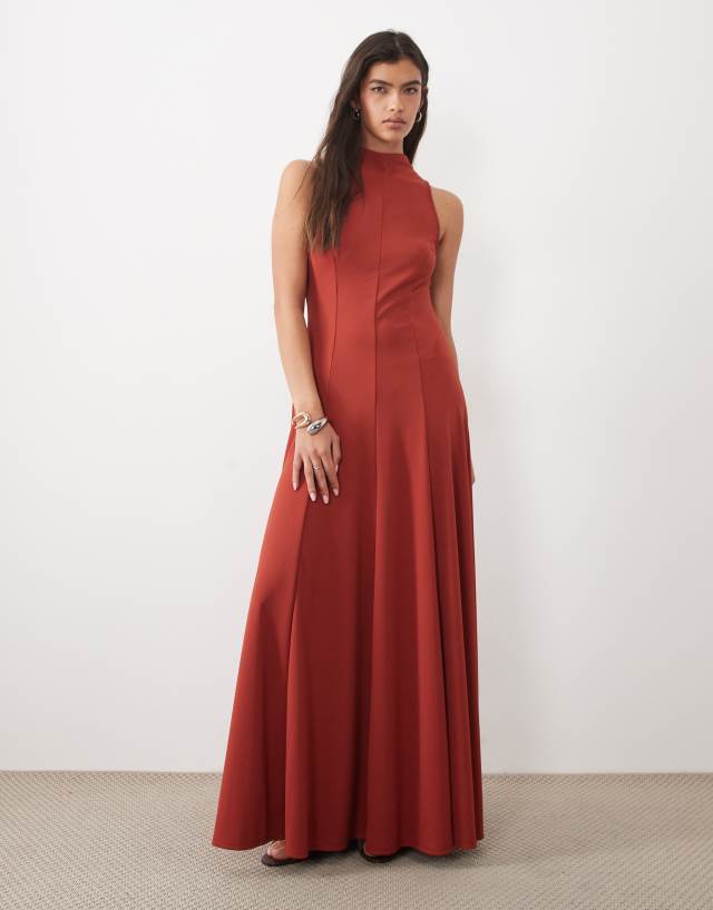 red high neck formal dress ASOS DESIGN maxi in elegant turtleneck evening gown