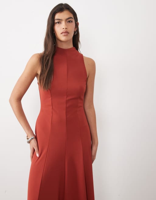 ASOS DESIGN high neck maxi dress in red, 3 of 4