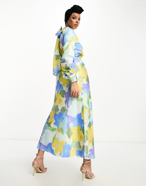 High necked maxi frock with belt