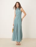 [ASOS DESIGN] ASOS DESIGN high neck maxi dress with chiffon godets in washed blue 12 Washed blue