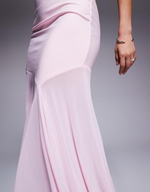 ASOS DESIGN high neck maxi dress with sheer skirt in light pink, 4 of 4