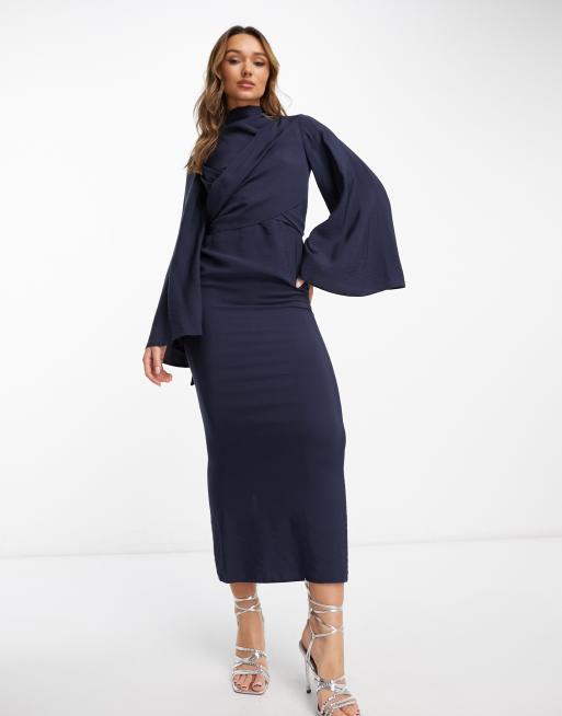 Asos navy cheap maxi dress