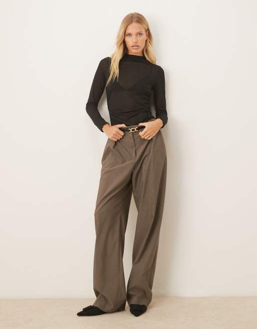 ASOS DESIGN high neck mesh semi sheer long sleeve top in black