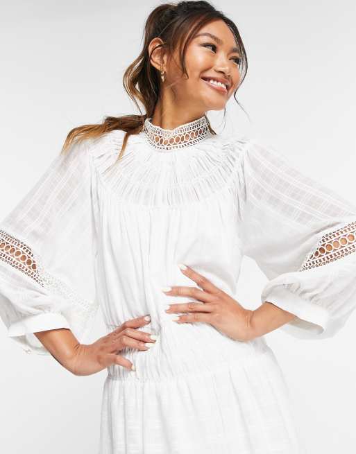 grid lace dress Innovare Denim Iapetos Lace Up Grid Mini Dress, S