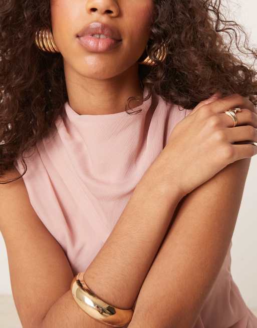 ASOS DESIGN high neck midi dress with seam details in dusky pink, 2 of 4