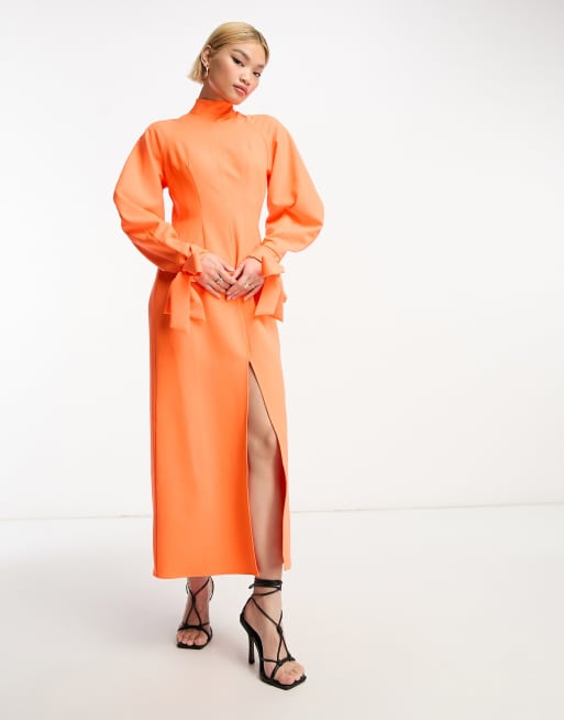 Tie sleeve 2025 midi dress