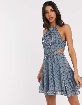 asos blue mini dress