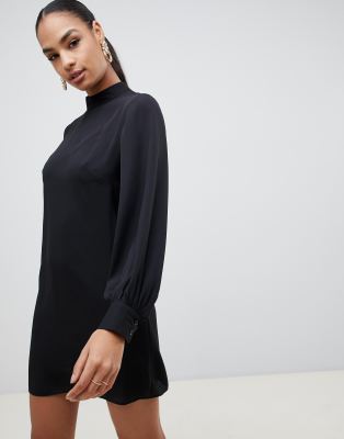 black high neck shift dress