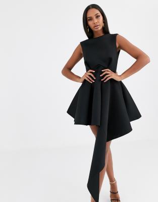black high neck skater dress