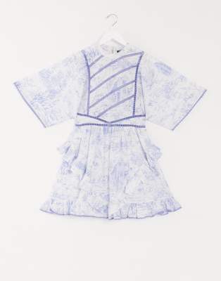 blue and white dress design