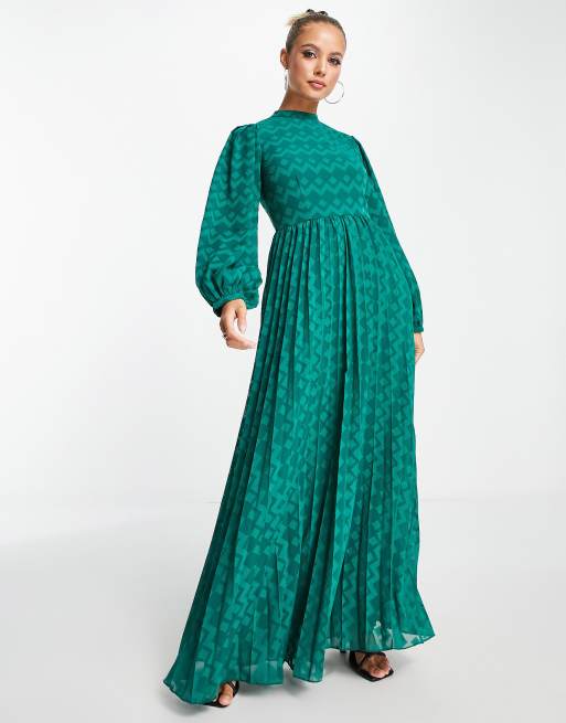 Long puff on sale sleeve maxi dress