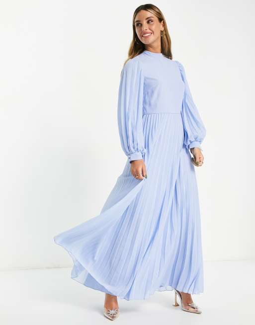 Asos high neck shop pleated maxi dress