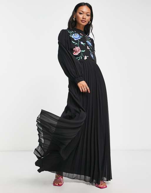 Black high neck 2024 long sleeve dress