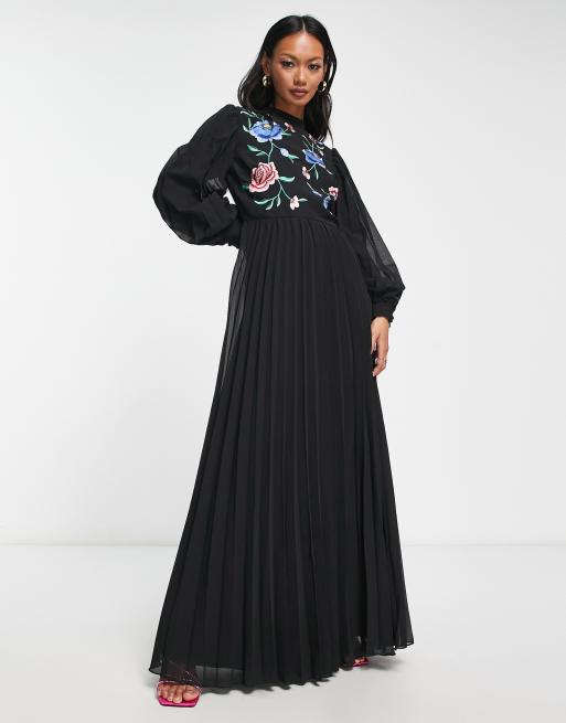 Asos design high 2025 neck pleated maxi dress