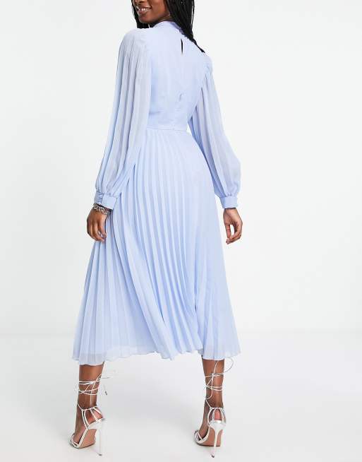 Asos blue best sale pleated dress