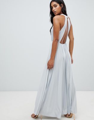 asos design high neck pleated maxi dress