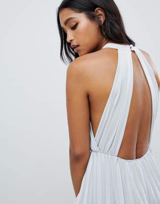 asos design high neck pleated maxi dress