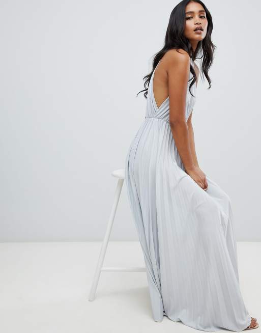 Asos design high outlet neck pleated maxi dress