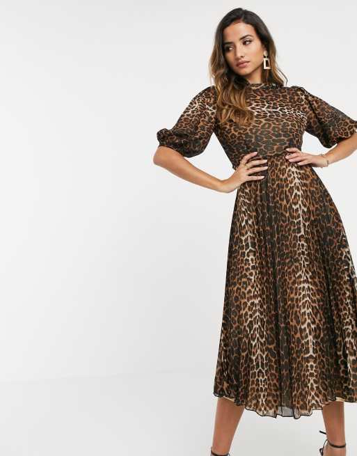 Pleated 2025 leopard dress