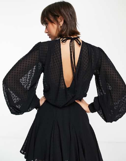 green emerald velvet dress ONLY flare sleeves boatneck mini dress in black
