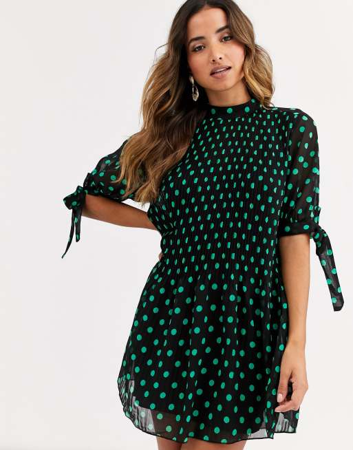 Asos green store polka dot dress