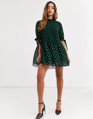 asos green polka dot dress