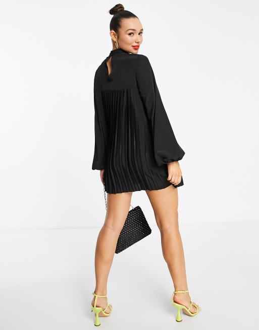 Asos pleated trapeze mini dress best sale