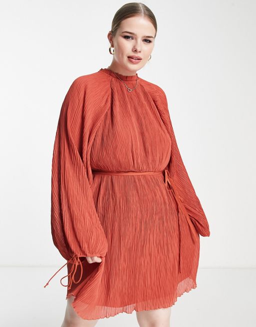 New ASOS Design Exaggerated Blouson Sleeve Mini Dress With Wrap