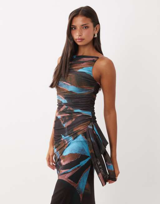 ASOS DESIGN high neck printed mesh maxi dress, 2 of 4