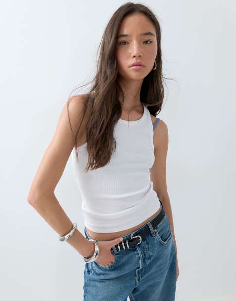 ASOS DESIGN high neck racer neck vest in white - view 1