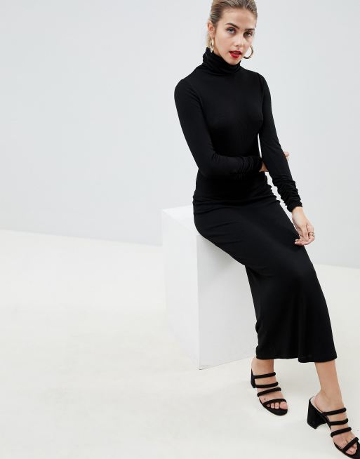 Ribbed maxi dress long 2024 sleeve