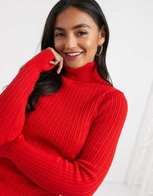 high neck red jumper