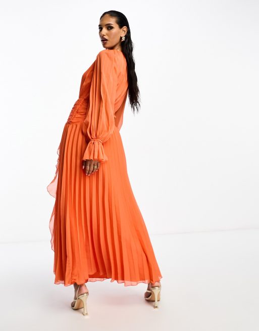 Long sleeve burnt orange cheap dress