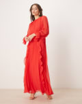 [ASOS DESIGN] ASOS DESIGN high neck ruched belt detail maxi dress in red 18 RED