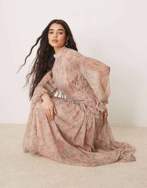 Ruched Bold Flower Maxi Dress Ruched Bold Flower Maxi Dress