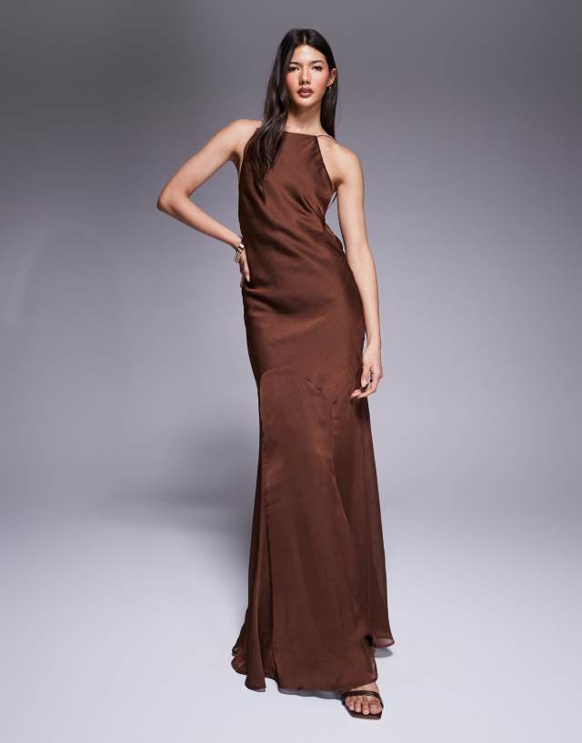 ASOS Design - Fishtail Maxi Dress - Women - Satin - 10 US