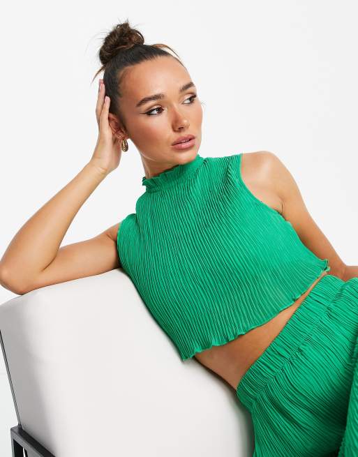 ASOS DESIGN super crop top in rib in green