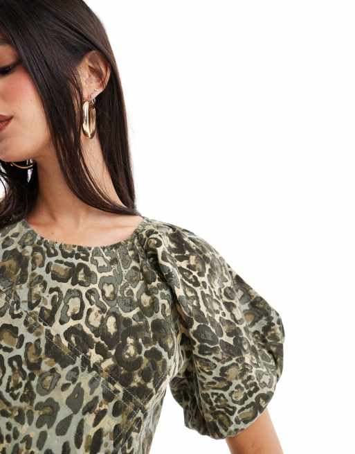 ASOS DESIGN high neck seamed animal mini dress