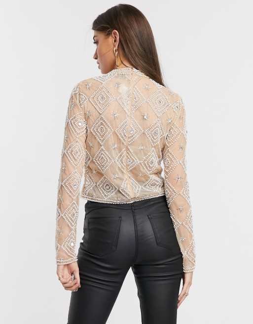 EMBELLISH ME SHEER TOP