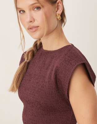 Asos Design High Neck Shirred Maxi Dress With Dropped Waist In Purple