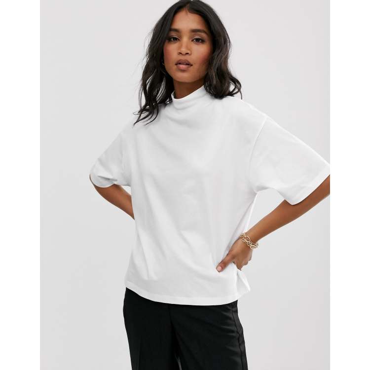 ASOS WHITE oversized short sleeved sweatshirt in stone