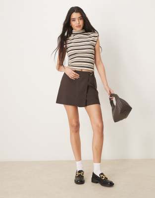Asos Design High Neck Shoulder Pad Tank In White