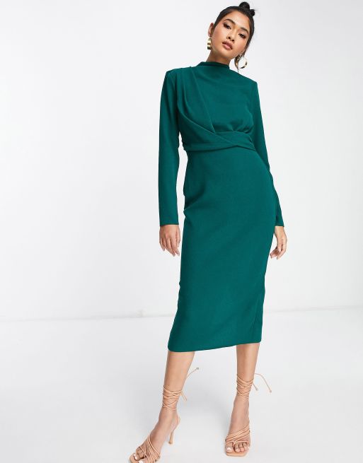 Shoulder pad outlet midi dress