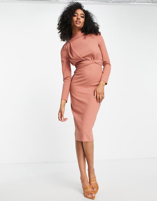 Asos high sale neck midi dress