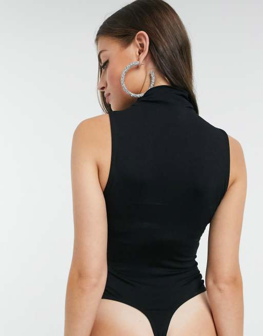 High Neck Sleeveless Bodysuit - Black