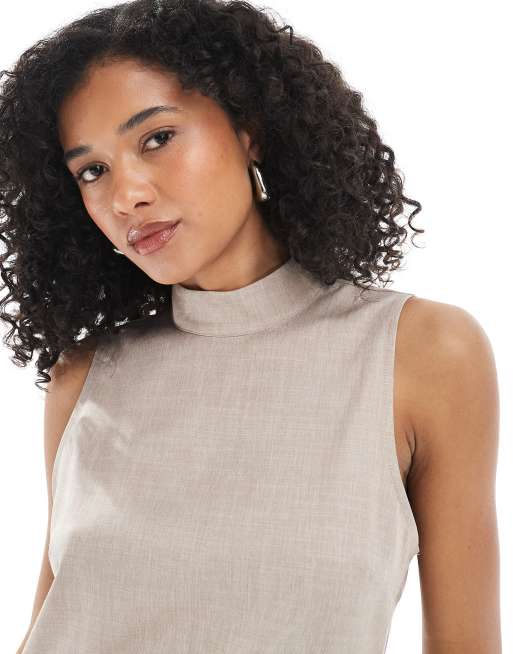 ASOS DESIGN high neck sleeveless co-ord top in beige, 2 of 4