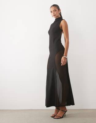 Asos Design High Neck Sleeveless Maxi Dress In Animal Print
