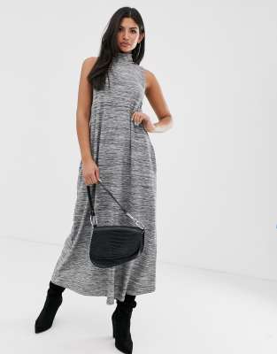 high neck sleeveless maxi dress