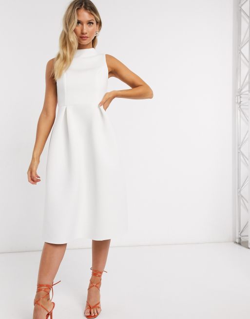 White midi cheap prom dress